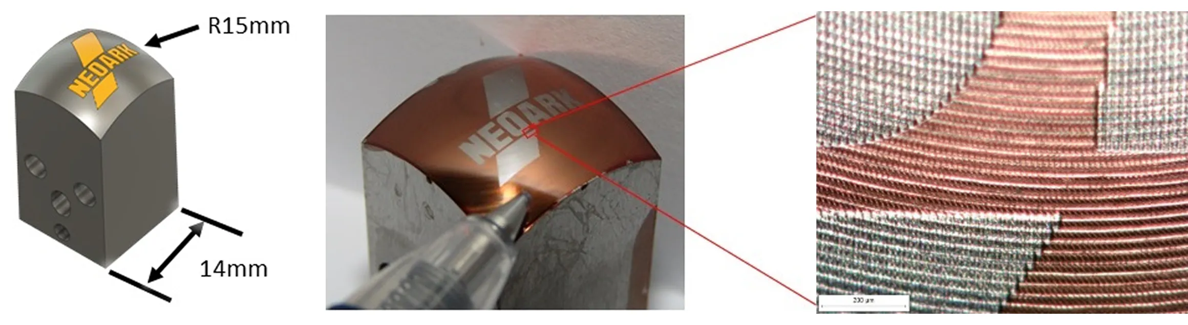 R15mm 球面ワーク ロゴマーク 20μmハッチング露光